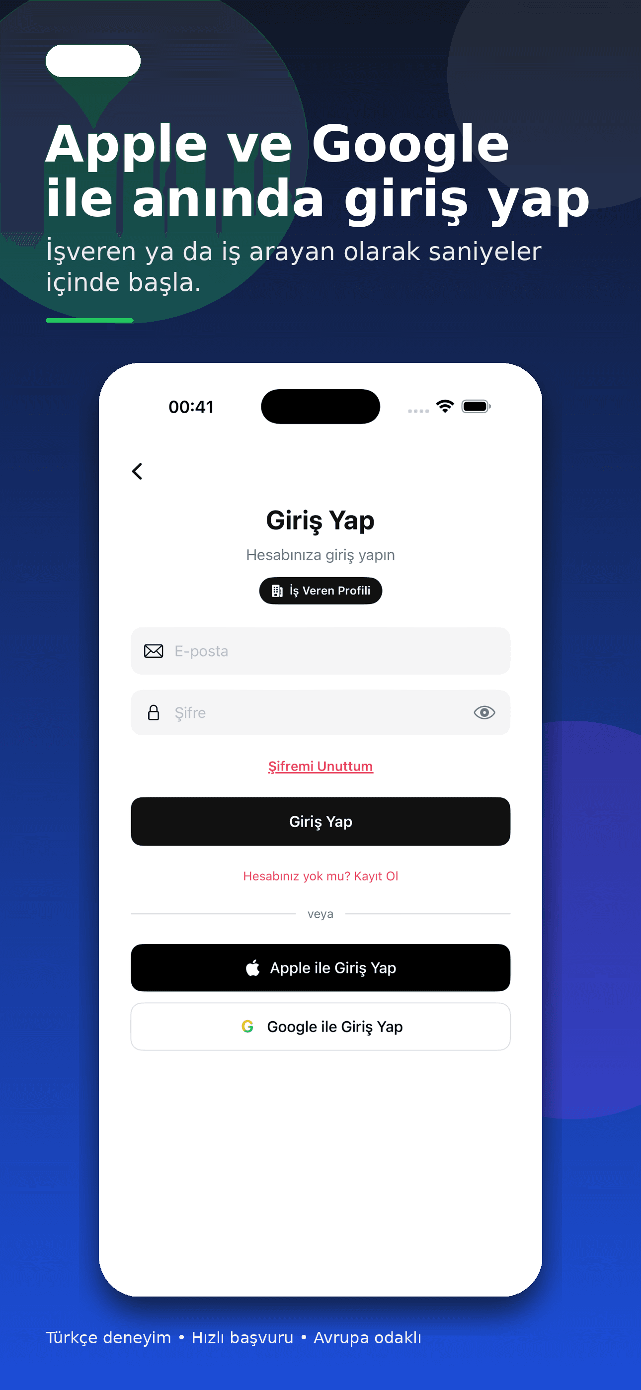 GurJob giriş ekranı